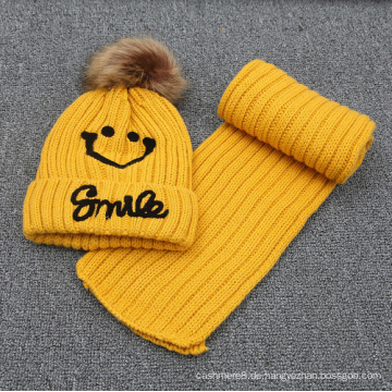 Kinder Baby Unisex Kinder Jungen Mädchen Winter Stickerei Beanie Hat Set Schal (SK416S)